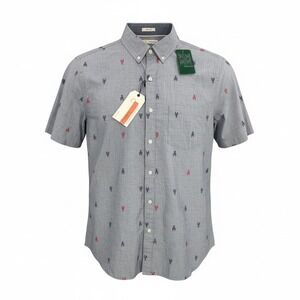 Hawker Rye Mens Blue Lobster Print Short Sleeve Essential Wash Shirt XL NEW